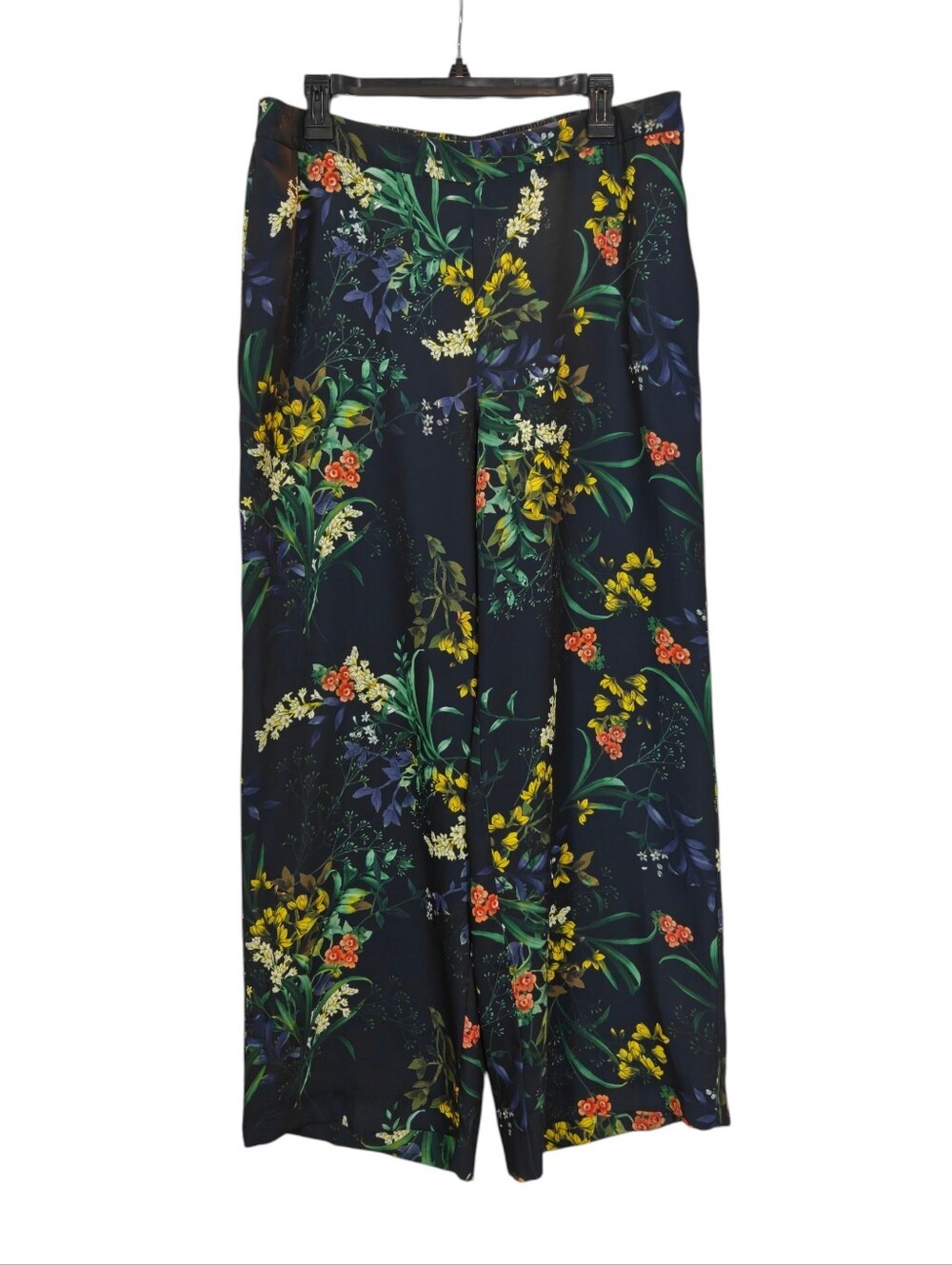 CHICOS Floral Wide-Leg Soft Pants - Black Multi Size 14R